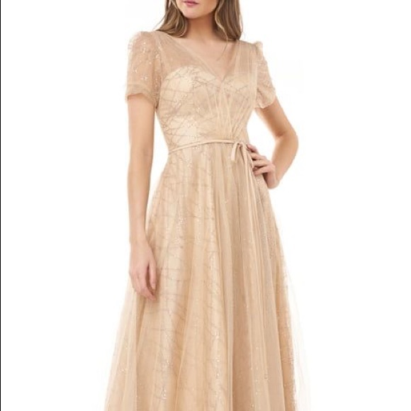 CARMEN MARC VALVO
SEQUIN GLITTER MESH BALLGOWN - Picture 3 of 8